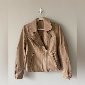 Blank NYC Beige Faux Leather BikerJacket Sz Small